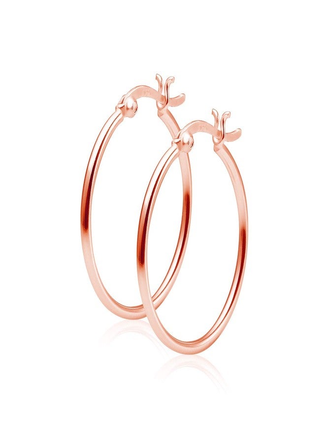 Big Apple Hoops - 925 Sterling Silver 15mm-50mm Lightweight Click Top Hoop Earrings in 3 Colors Rose, Silver or Gold - Image 3